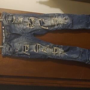 Grindhouse Men's Ripped Blue Skinny Jeans